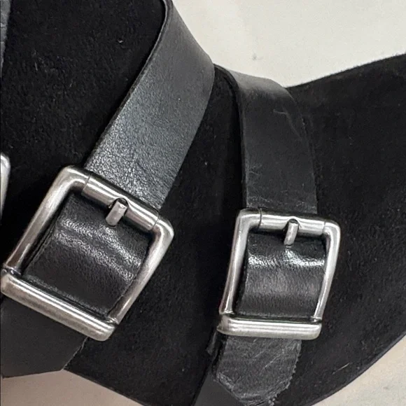 Sam Edelman Suede/leather Black Buckle Heeled Boots sz 10 - Picture 5 of 8
